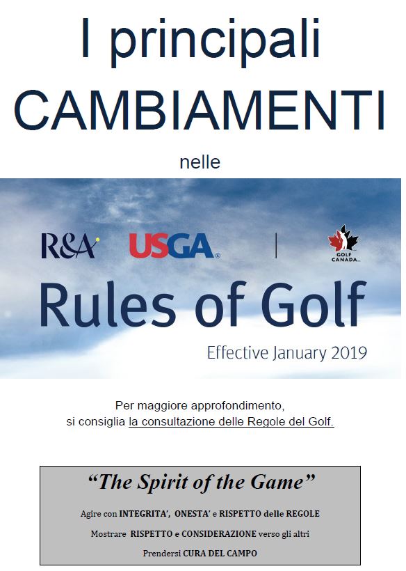 Regole del golf e regole locali Cambiamenti 1