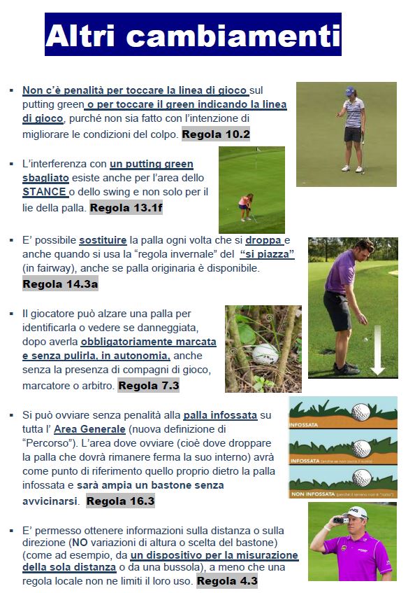 Regole del golf e regole locali Cambiamenti 15