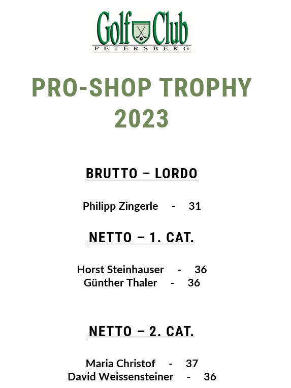 Pro Shop Cup Sieger
