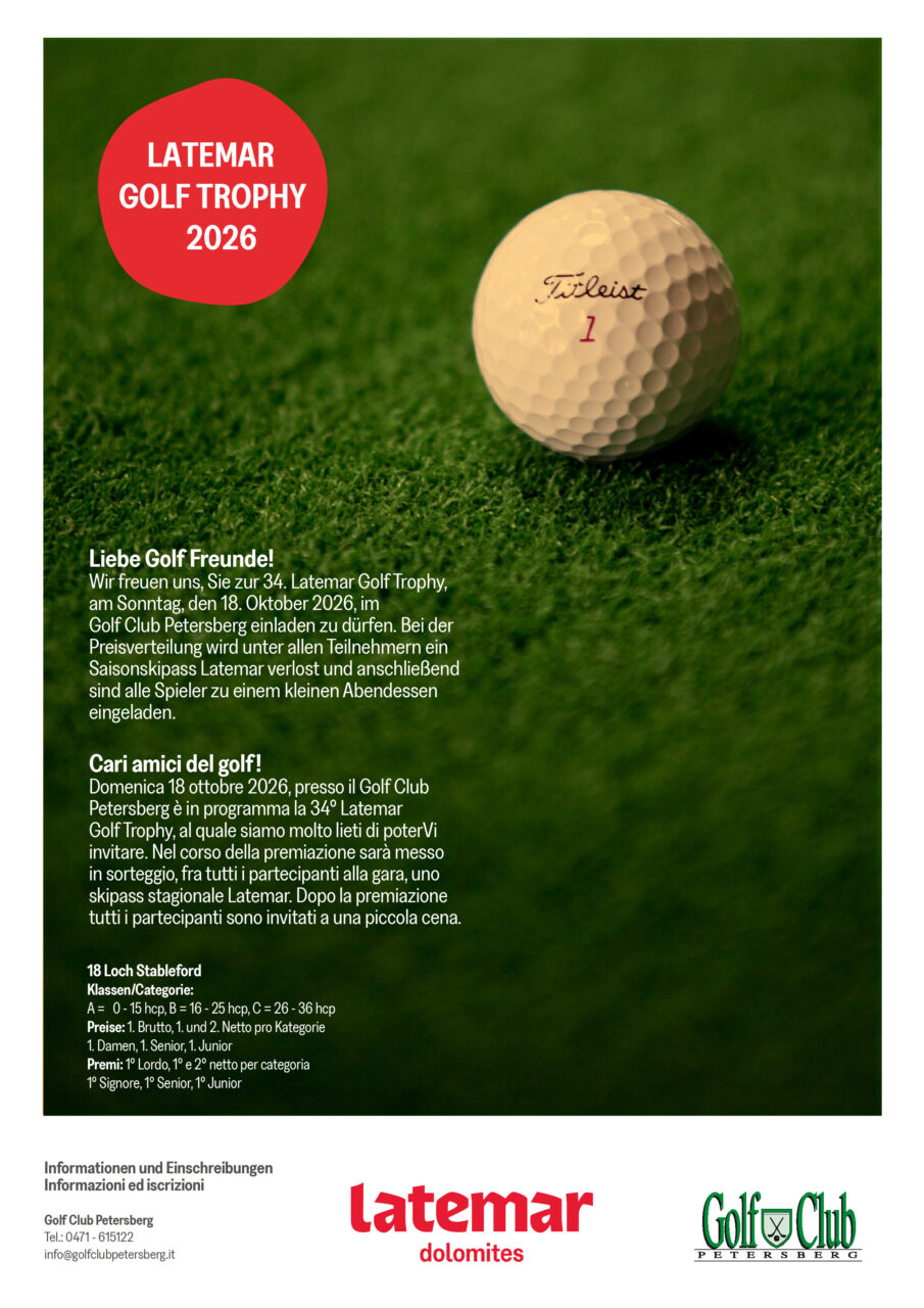 Einaldung SkiCenterLatemar Golf Trophy 2026